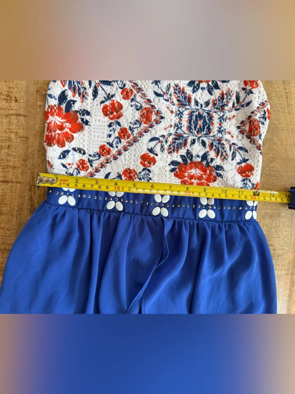 Girls Floral Lace High Low Maxi Romper Blue Formal Wedding - estimates Size 12
